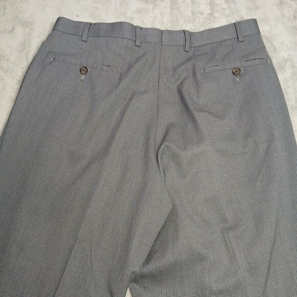 Lauren Ralph Lauren Dress Pants Mens 36x32 Gray Wool Checked Pleated Straight - Picture 3 of 10